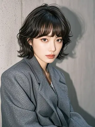ミディアム ウルフカット 811 大阪梅田 ウルフのヘアスタイル