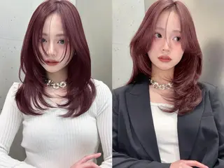 セミロング カラー 韓国透明感/艶カラー saya🧸🍼のヘアスタイル