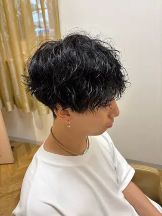 ショート パーマ メンズ ショート・パーマ・デ ザインカラー/むつみのヘアスタイル