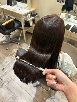 ロング カラー 艶カラー/縮毛矯正/ レイヤー/栄/あやかのヘアスタイル