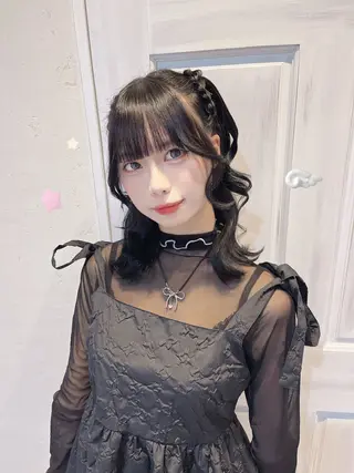 ミディアム カラー ハイトーン/アレンジ かなで⊹ ࣪ ˖⟡のヘアスタイル