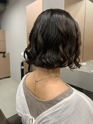 ミディアム パーマ ボブパーマコテ巻き風 パーマNo1深江秀平のヘアスタイル