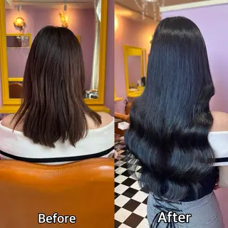 ロング シール＋ちび編み込み エクステ梅田🐨のヘアスタイル