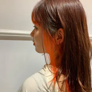 セミロング カラー 髪質改善カラー&TR 縮毛矯正/弱酸性矯正のヘアスタイル