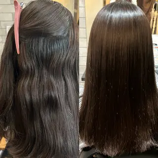 セミロング lafith hair Glanz 桂所属・かじももな｜縮毛矯正 ｜透明感カラーのヘアスタイル