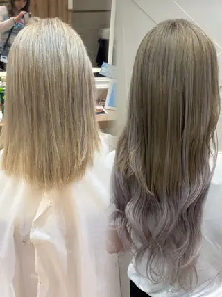 ロング カラー ハイトーンカラー シールエクステのヘアスタイル