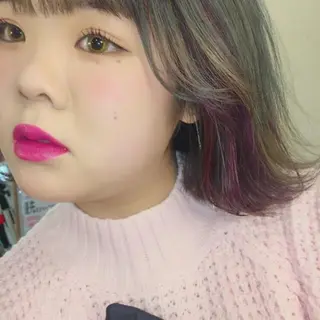 ミディアム カラー パーマ ヘアアレンジ 藤井 菜緒のヘアスタイル