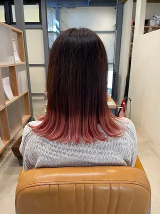 セミロング カラー 女性理容師 さちのヘアスタイル