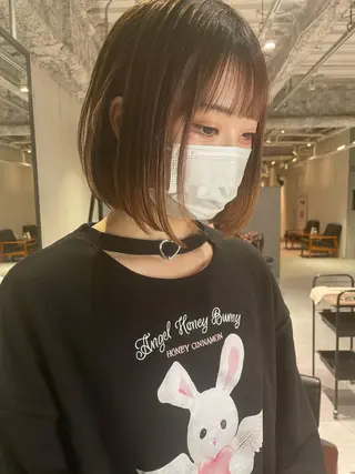 ショート 美髪矯正/艶カラー ボブ/栄/鐘ヶ江純也のヘアスタイル