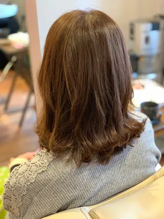 セミロング パーマ 【髪質改善】【美髪】 【ツヤ髪】ほしのちりのヘアスタイル