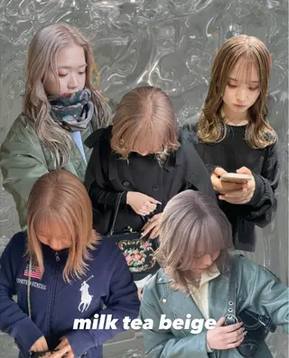 カラー ミルクティーベージュ ブリーチ🖤サヤカのヘアスタイル