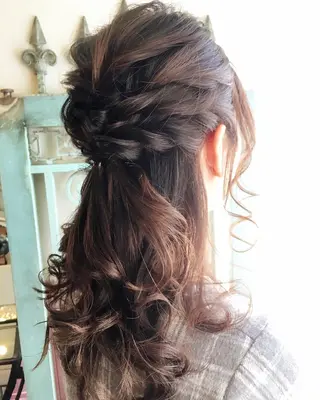 セミロング カラー パーマ ヘアアレンジ 表参道Lise おおいしおりのヘアスタイル