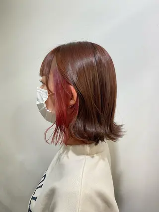 ミディアム カラー たなか もえなのヘアスタイル