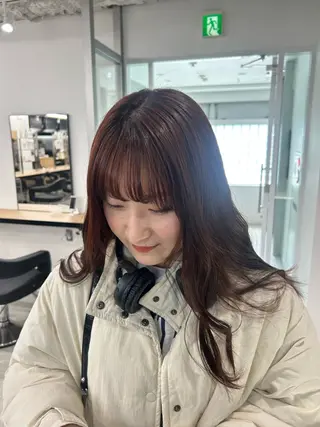 セミロング カラー 愛結 暖色カラー🎀🩰のヘアスタイル