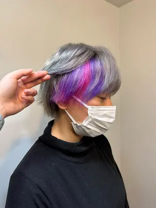 ショート カラー ブリーチ毛対応酸性 ストレート🌈サキのヘアスタイル