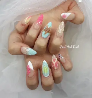 セミロング HANA 長さだしのネイルデザイン