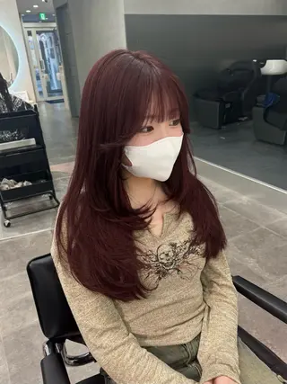 ロング カラー 韓国レイヤーカット 🇰🇷千葉のヘアスタイル