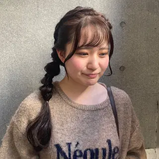 ミディアム ヘアアレンジ 透けカラー/ アレンジ/篠崎渚彩のヘアスタイル