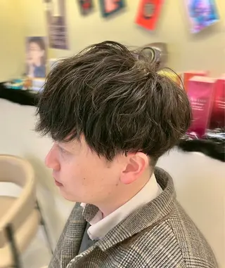 ミディアム パーマ メンズ メンズパーマ特化型 /京橋/栗野京弥のヘアスタイル