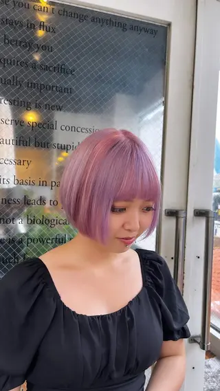 ショート まみ/暖色カラー /デザインカラーのヘアスタイル