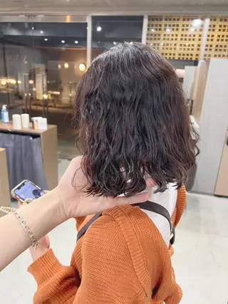 ミディアム パーマ ボブパーマコテ巻き風 パーマNo1深江秀平のヘアスタイル