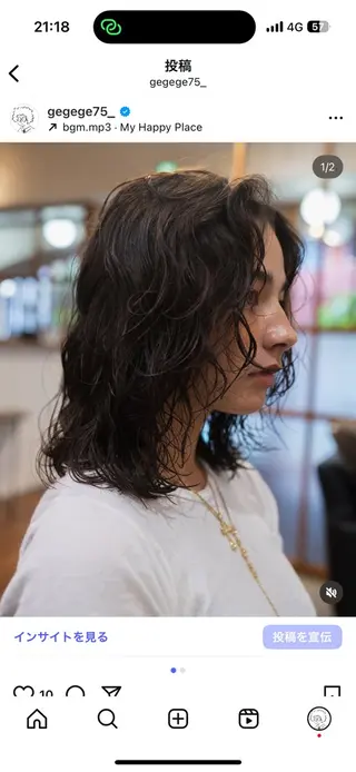 ミディアム パーマ Genta @gegege75のヘアスタイル