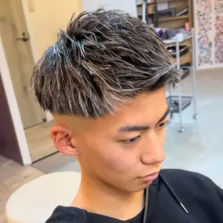 ショート カラー メンズ メンズパーマ/ メッシュ😎タクミのヘアスタイル