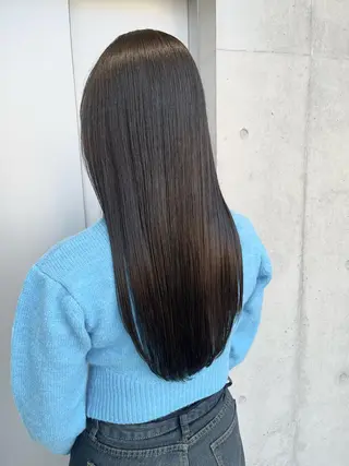 セミロング カラー パーマ ヘアアレンジ 透明感/オリーブ/ グレージュ/YUKAのヘアスタイル