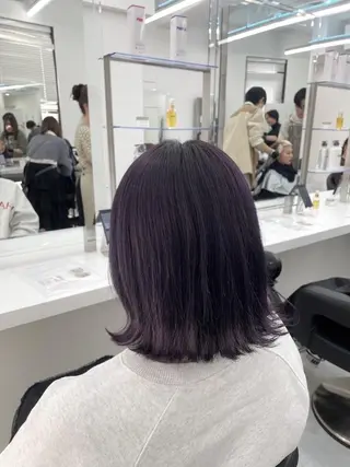 カラー 透明感グレージュ🫧 暗髪カラー🫧のヘアスタイル