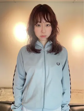 ミディアム カラー パーマ 似合わせカット ／表参道／REMIのヘアスタイル