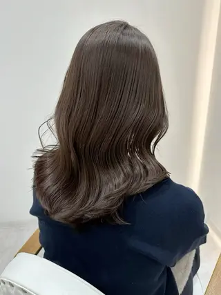 セミロング カラー 赤み消し/オリーブ カーキ/福田れんのヘアスタイル