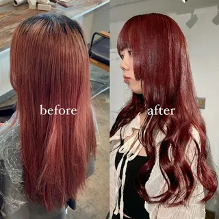 ロング カラー 暖色カラー🍒 ケアブリーチ/akiのヘアスタイル