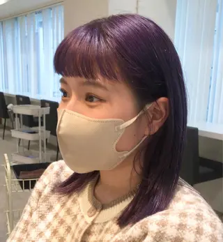 ミディアム カラー ハイトーン/ブリーチ 似合せカット/パーマのヘアスタイル