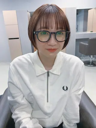 ショート カラー ボブパーマコテ巻き風 パーマNo1深江秀平のヘアスタイル