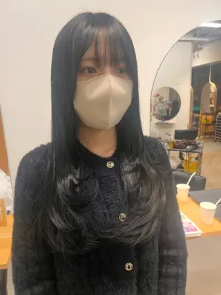 ロング カラー パーマ/縮毛矯正 /韓国風/佐藤里咲のヘアスタイル