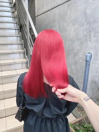 ロング カラー パーマ ヘアアレンジ メンズ キッズ ネイル マツエク・マツパ アイブロウ ハイトーン/ピンク 💗モモ໒꒱のヘアスタイル