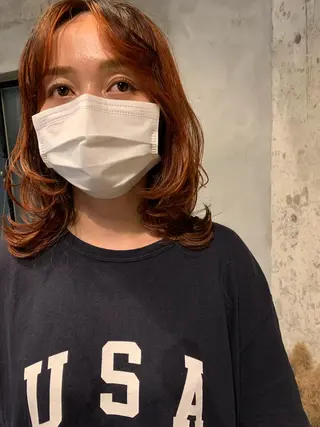 ミディアム Asti blanche所属・ブリーチなしWカラー /地毛風/小林凪沙のヘアスタイル