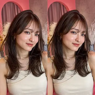 セミロング カラー 山崎/ボブ縮毛矯正 レイヤー髪質改善のヘアスタイル