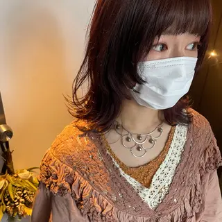 ミディアム カラー パーマ ♡トップスタイリス ト/美髪矯正hinaのヘアスタイル