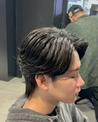 ショート パーマ メンズ 【フェザーパーマ】 【縮毛矯正】鶴田文のヘアスタイル