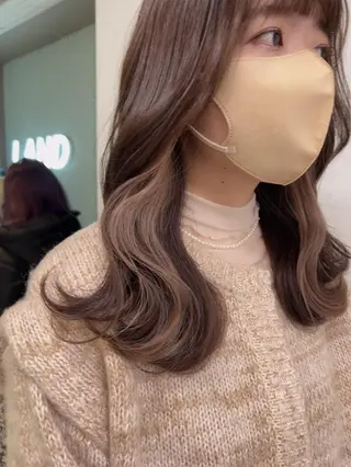 セミロング カラー 🥞ベージュ系カラー 【すずきりほ】🥞のヘアスタイル