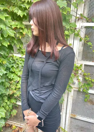 ロング カラー 髪質改善ｶﾗｰ ｹｱﾌﾞﾘｰﾁ/ﾀﾑのヘアスタイル