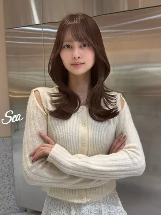 ロング カラー ブリーチなしベージュ レイヤー/リョウヤのヘアスタイル