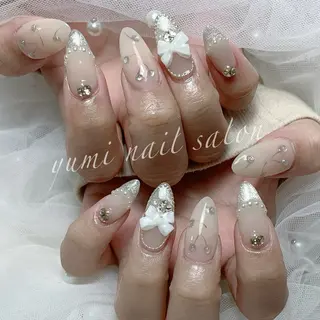 ネイル yumiジェル& チップ長さだしのネイルデザイン