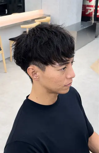 ショート カラー パーマ メンズ キッズ 栄💗レイヤーカット ｜韓国風｜haruのヘアスタイル