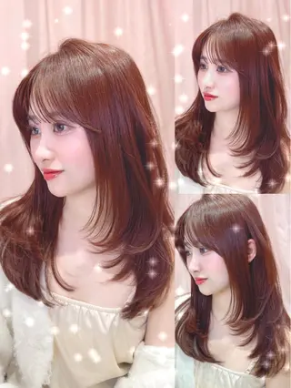 ミディアム カラー 韓国ヘア/レイヤー/ 顔まわり/りょーとのヘアスタイル