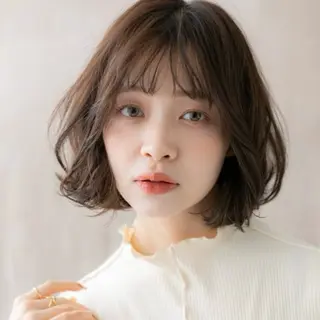 ミディアム パーマ 艶髪カラー🤍ྀི 強矢　美紗希🩷ྀིのヘアスタイル