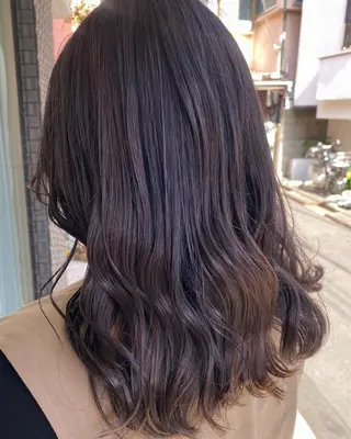 ミディアム カラー グレージュ/透明感/ 韓国ヘア/RISAのヘアスタイル