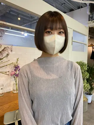 ショート カラー yumeka🩶ボブ 暖色/透け感カラーのヘアスタイル