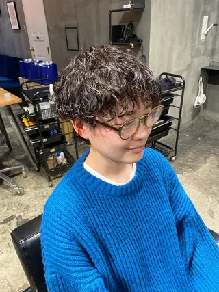 ショート パーマ Agu hair lore沼館店所属・八戸パーマ/メンズパ ーマ/シンゴ。のヘアスタイル